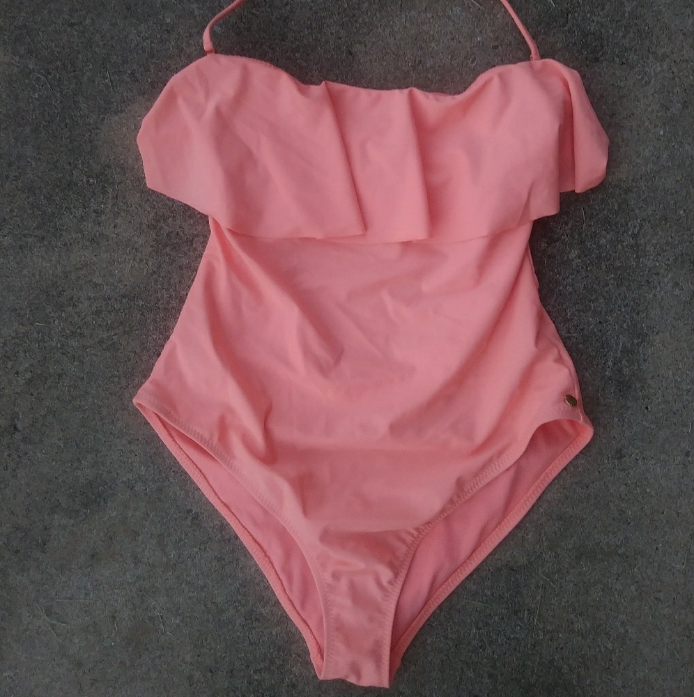 Ruffle One Piece Cutout Back Swimsuit
